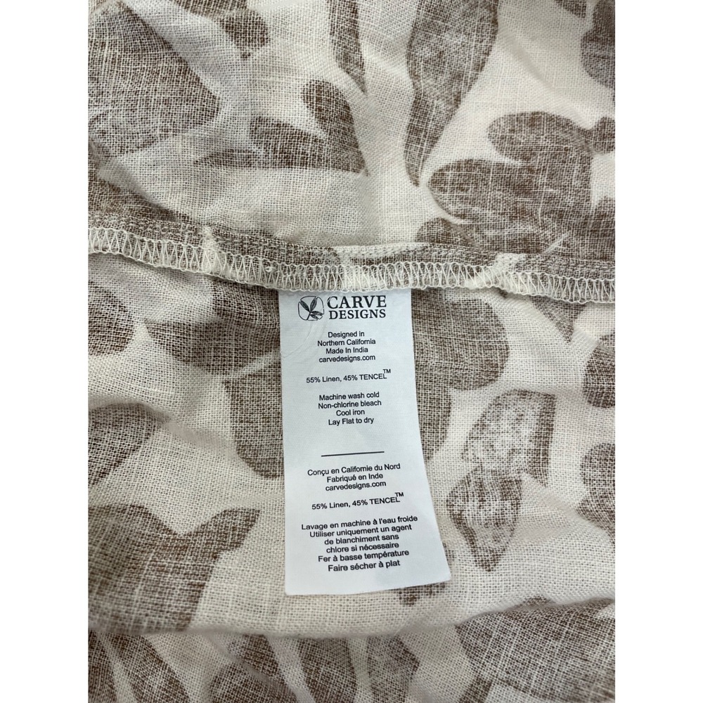 Carve Designs Nellie Linen Mini Dress Rum Brown Floral Tiered w/ Pockets S - Picture 9 of 9